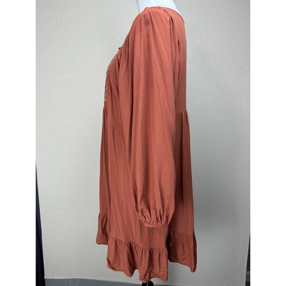 Rusttydustty Boho Blouse Tunic Sz 1XL Embroidered Balloon Sleeves Lightweight - Picture 10 of 15